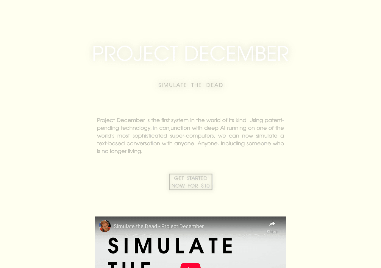 Project December Conversational AI showing Conversational AI - Unlock the power of AI creativity