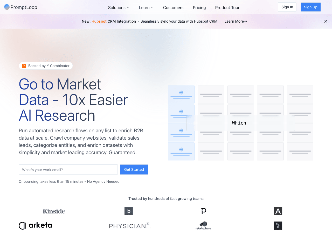 PromptLoop Data Analytics showing Data Analytics - AI-powered content generation made easy