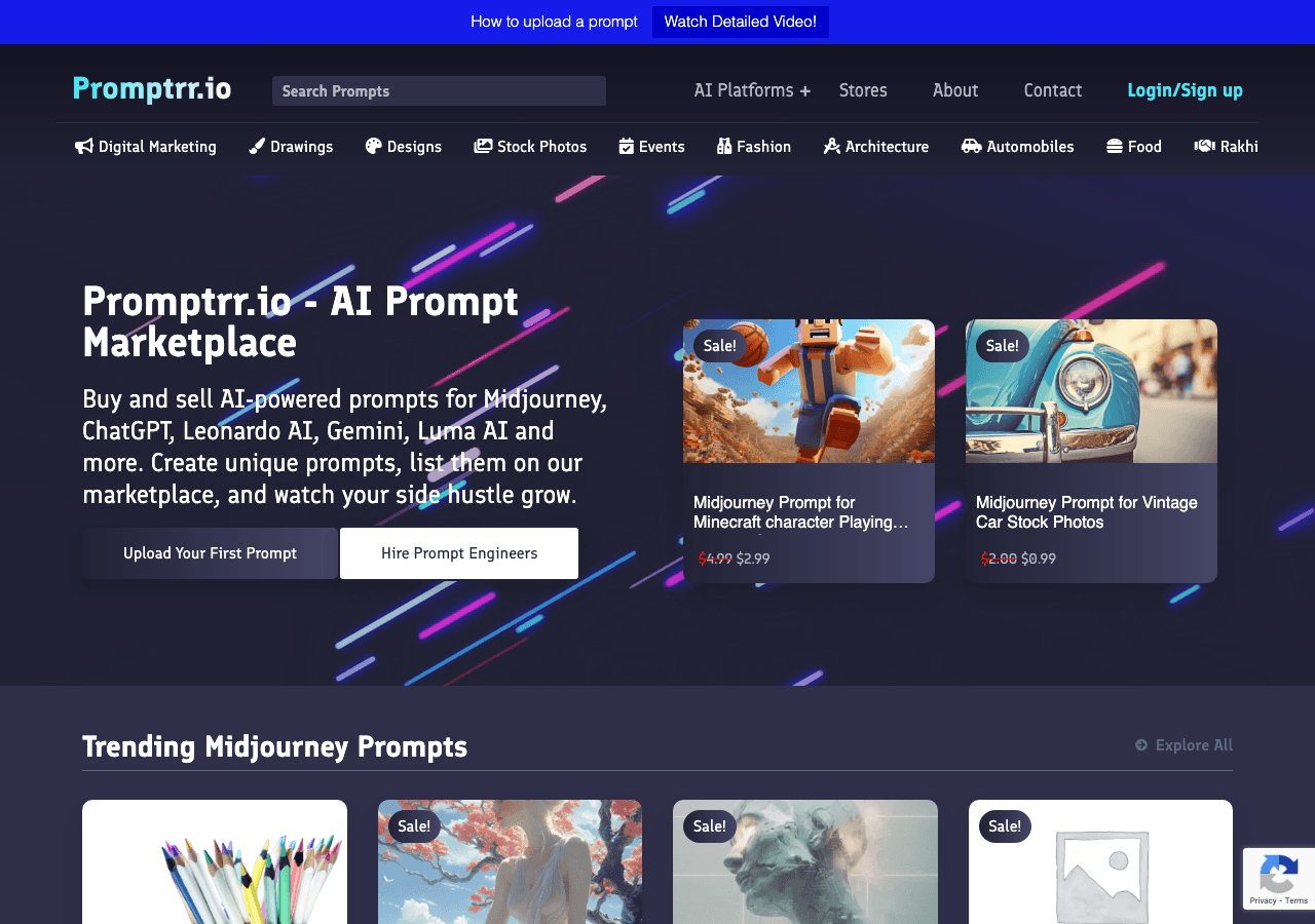 Promptrr.io Productivity & Collaboration showing Productivity & Collaboration - Monetize and optimize AI prompts for DALL-E,
