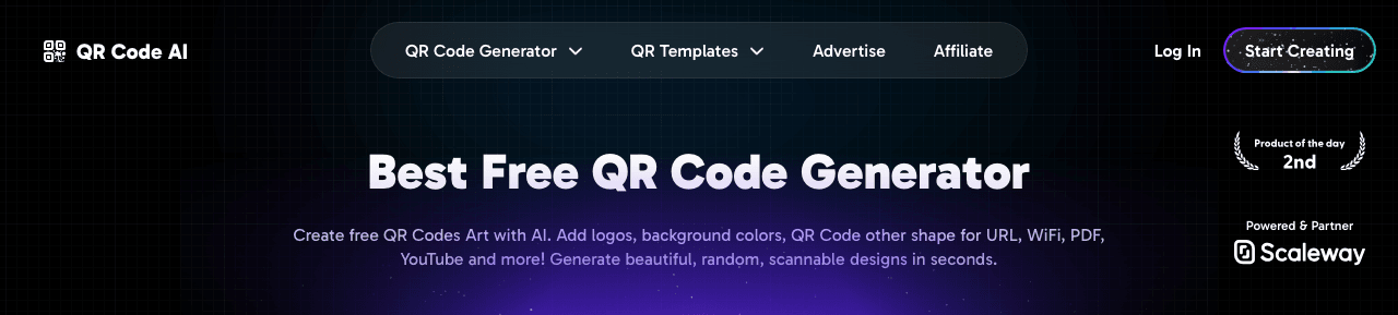 QR Code AI Image Generation showing Image Generation - Create unique, AI-powered QR codes for your brand with advanced custom