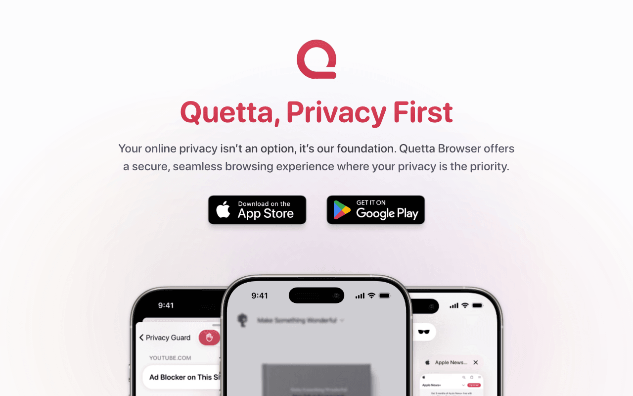 Quetta Browser Productivity & Collaboration showing Productivity & Collaboration - Private. Powerful. AI-Powered Ad Block. Yo