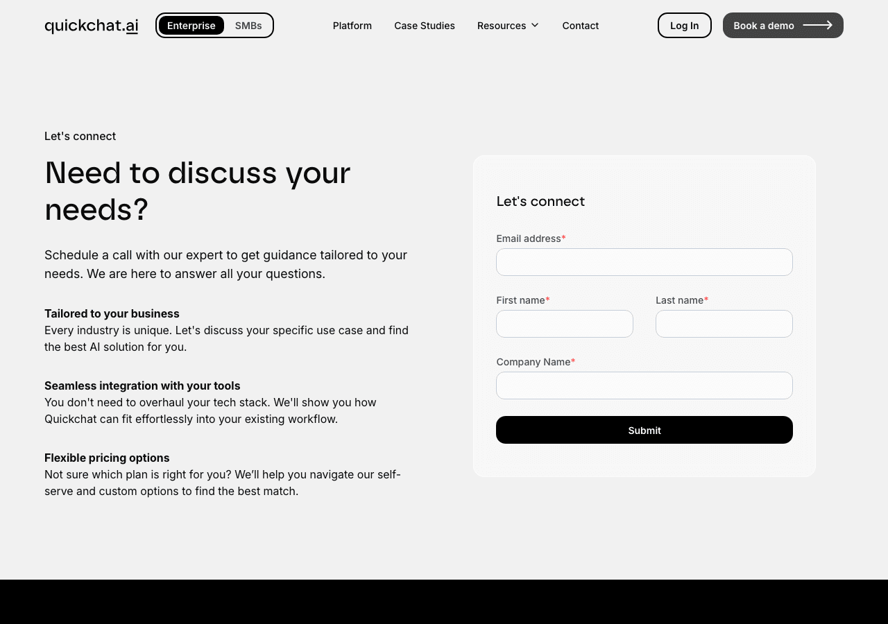 Quickchat AI Conversational AI showing Conversational AI - Conversational AI made easy!