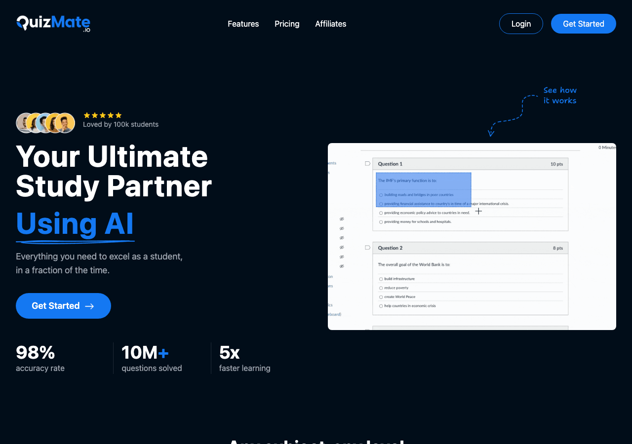 QuizMate Productivity & Collaboration showing Productivity & Collaboration - Your Ultimate Study Partner Using AI