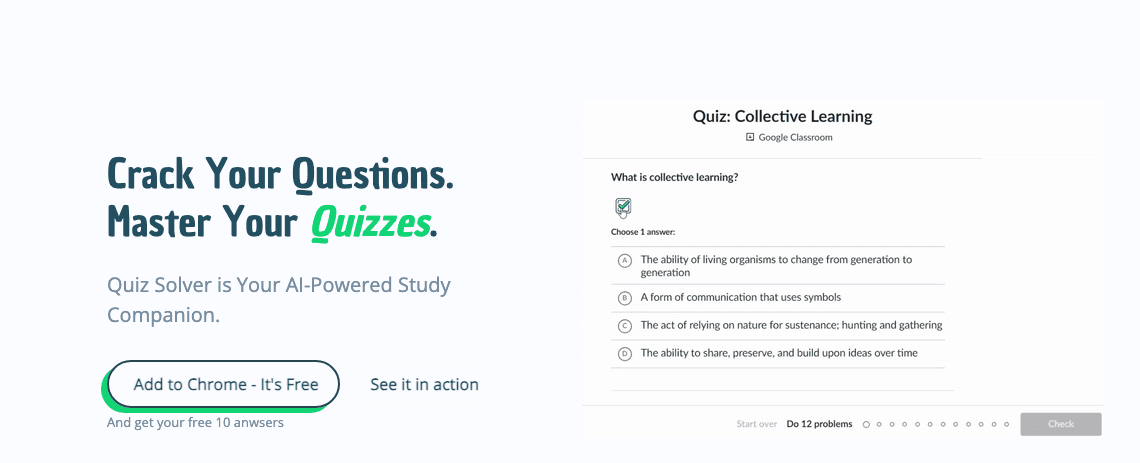 QuizSolver Productivity & Collaboration showing Productivity & Collaboration - Effortlessly Solve Quiz Questions