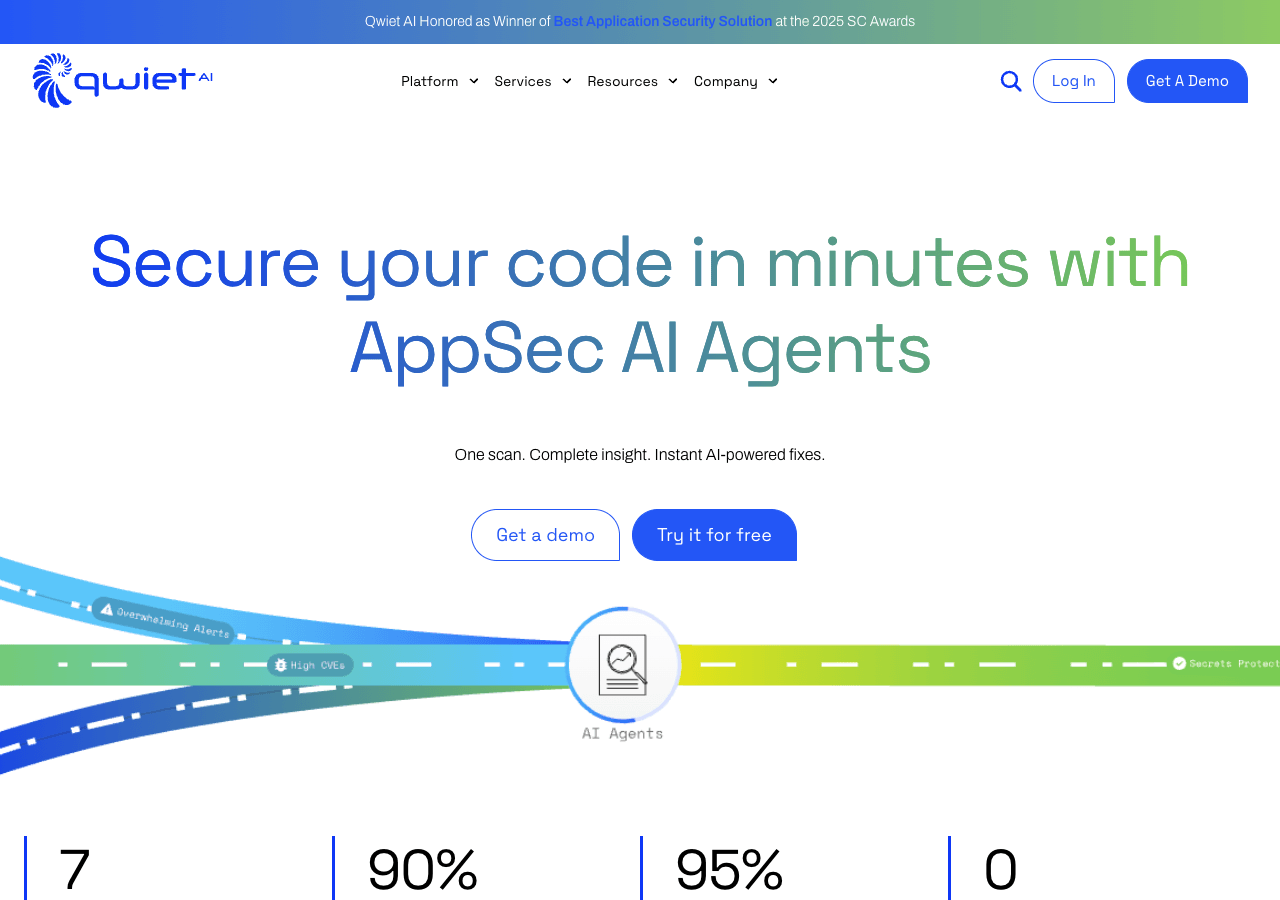 Qwiet AI Code Assistance showing Code Assistance - Securing applications from within with AI-powered, noise-free code analysi