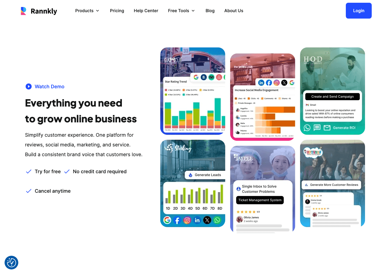 Rannkly Conversational AI showing Conversational AI - All-in-One AI Solution for Online Reputation and Social Media Managemen