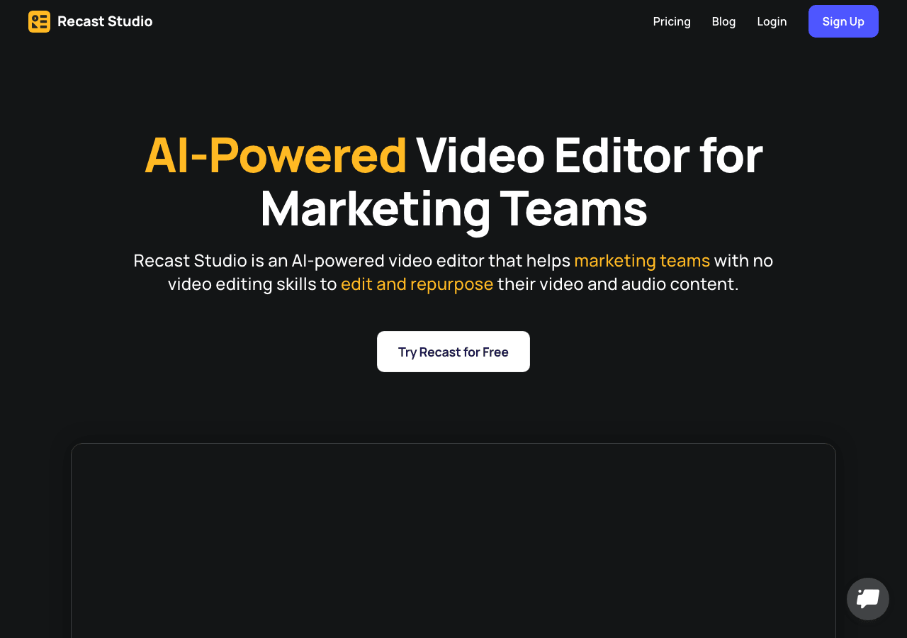 Recast Studio Video Editing showing Video Editing - Transforming audio into engaging content