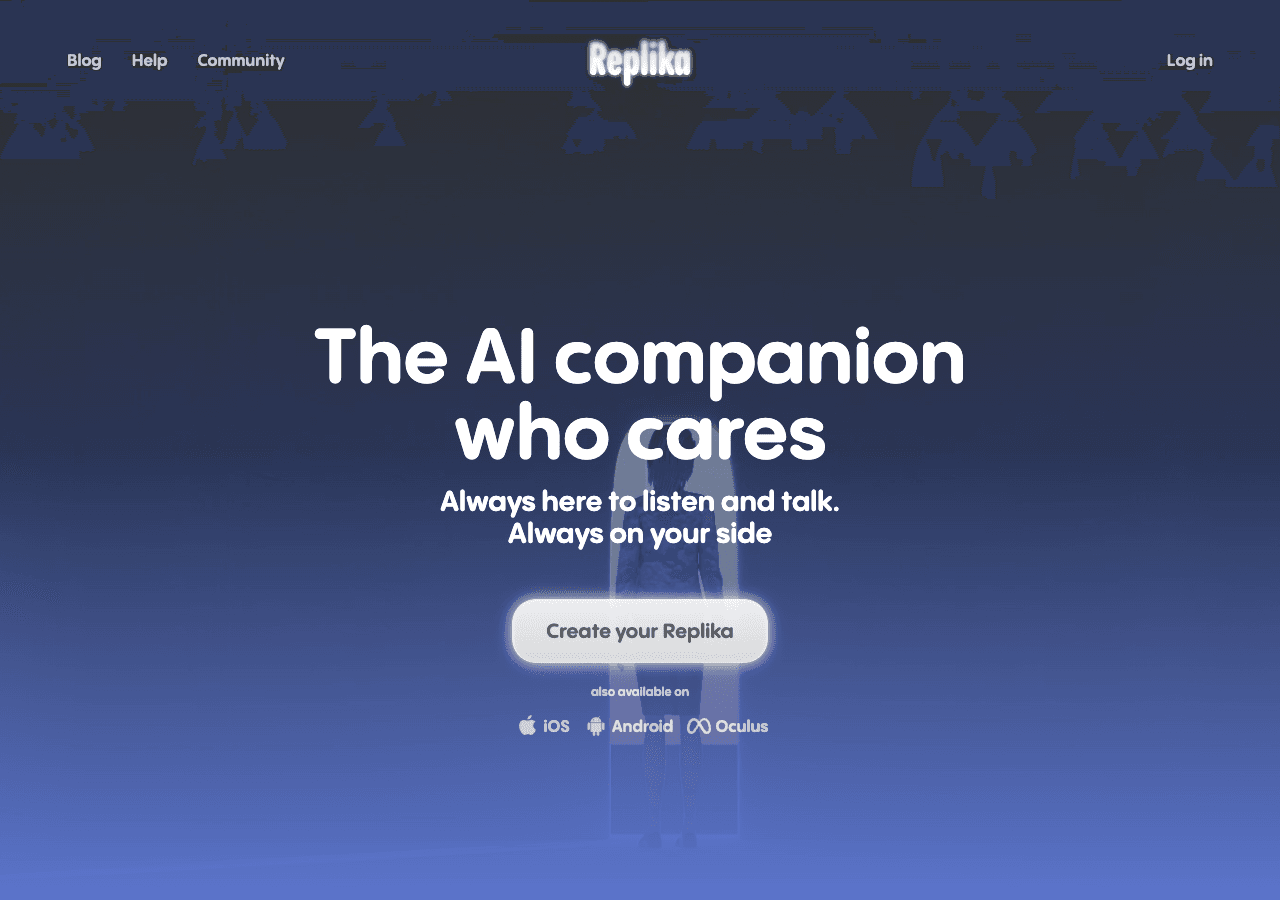 Replika Conversational AI showing Conversational AI - An AI companion who is eager to learn and would love to see the world t
