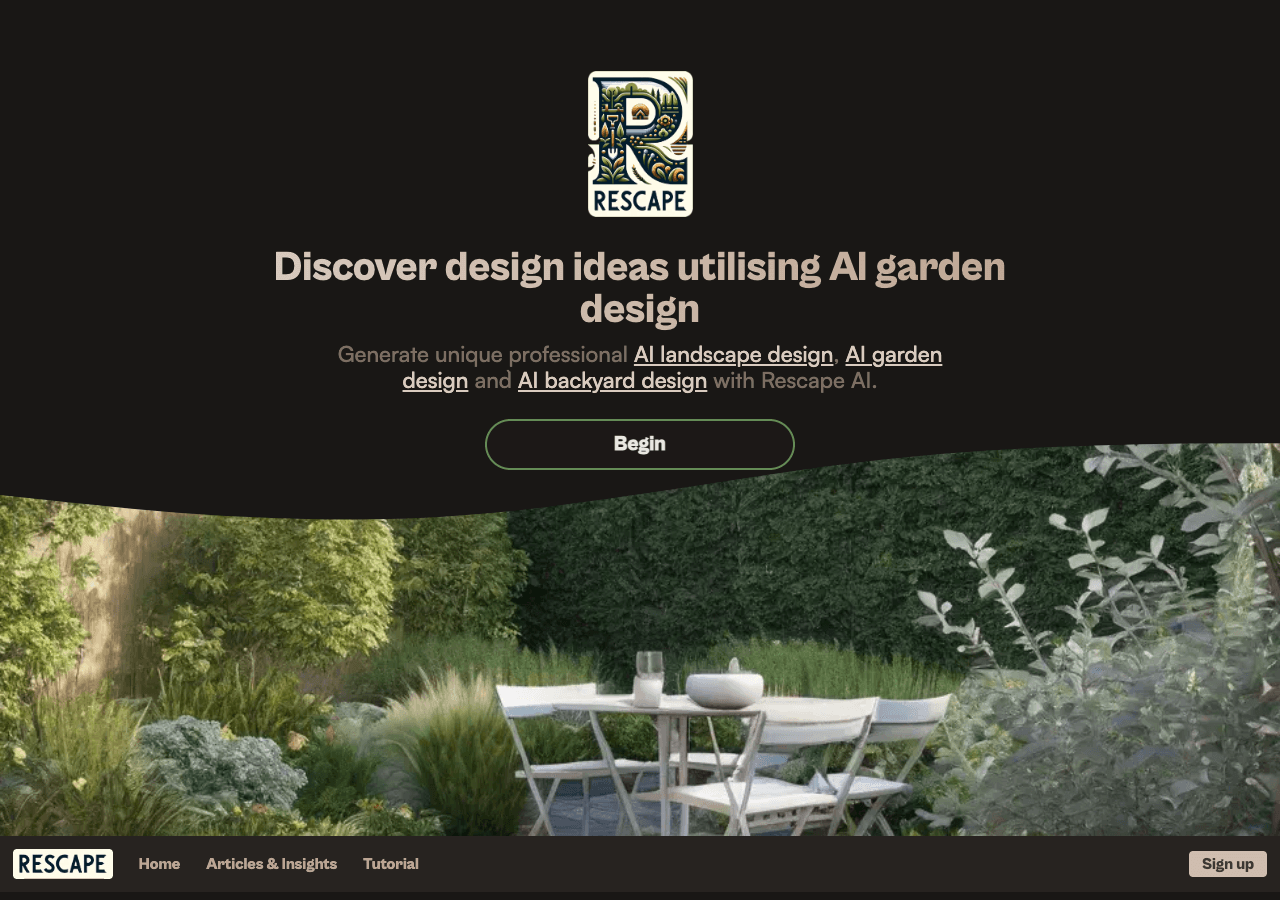 Rescape AI Design showing Design - Design Your Garden with AI in Seconds