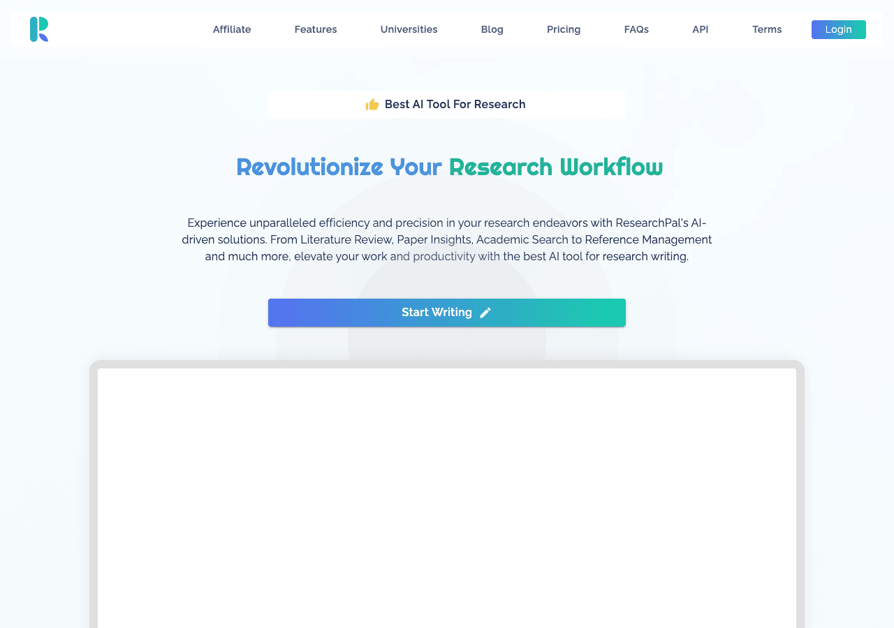 ResearchPal Scientific Research showing Scientific Research - Empowering your research journey