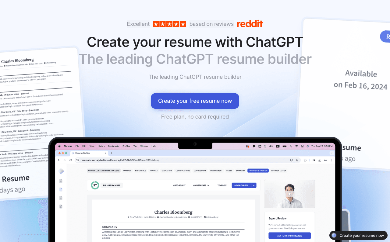 Resumatic Writing & Translation showing Writing & Translation - Crafting Resumes with AI Precision