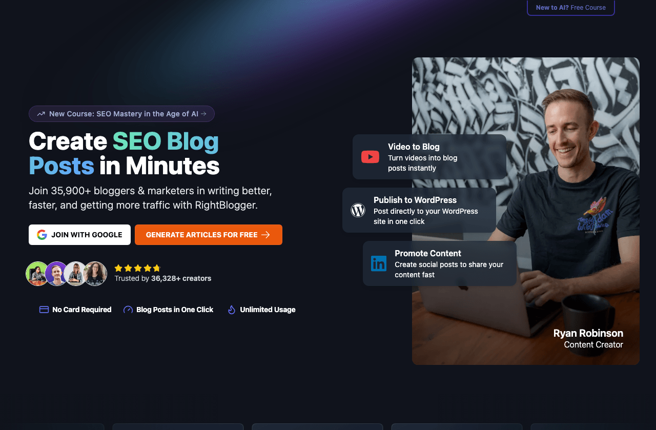 RightBlogger Writing & Translation showing Writing & Translation - Empowering Bloggers with AI