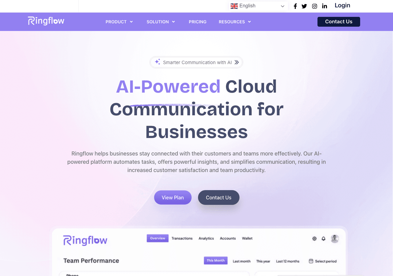 Ringflow Conversational AI showing Conversational AI - Streamline Your Conversations