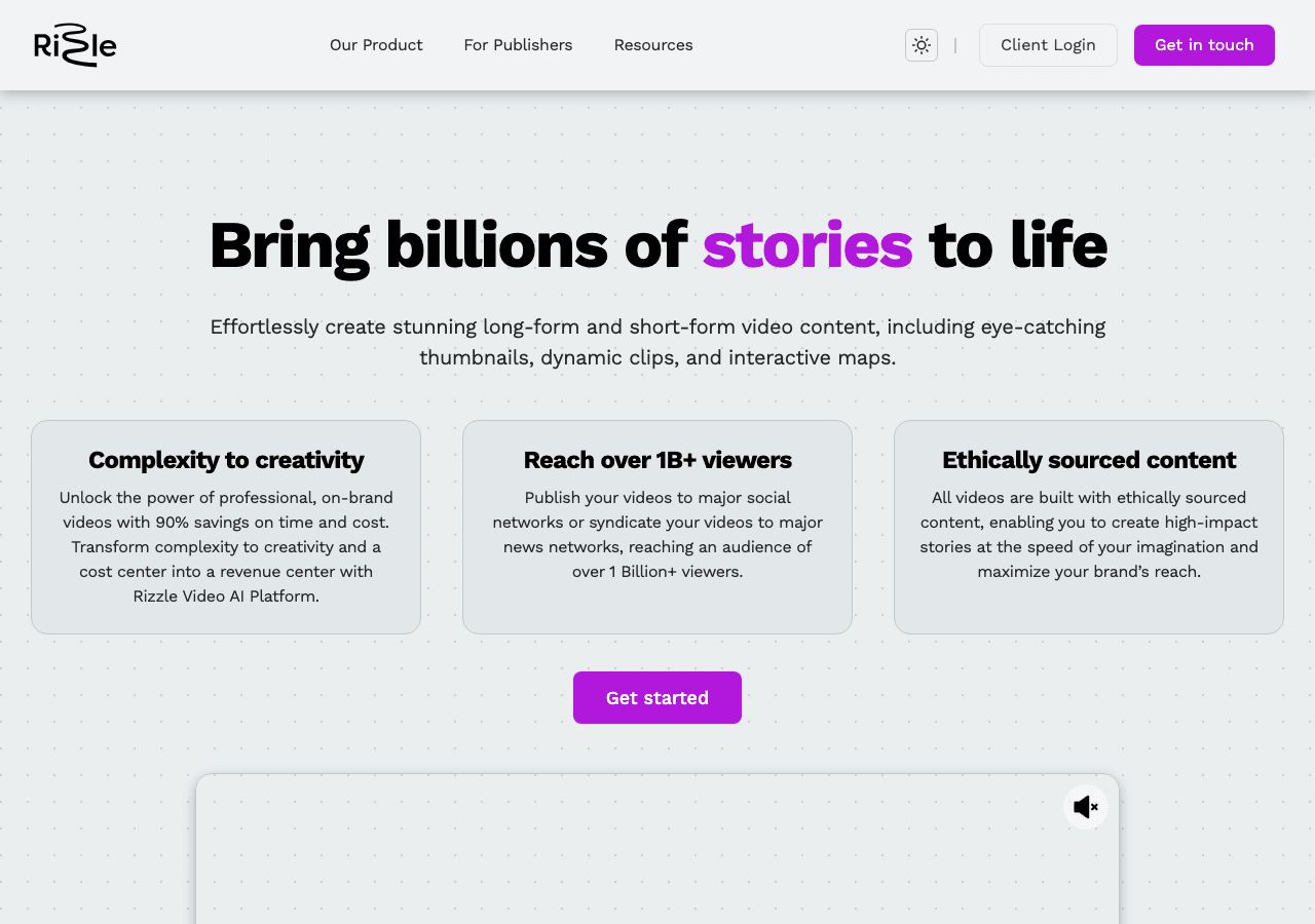 Rizzle Video Editing showing Video Editing - Empowering creators, one video at a time
