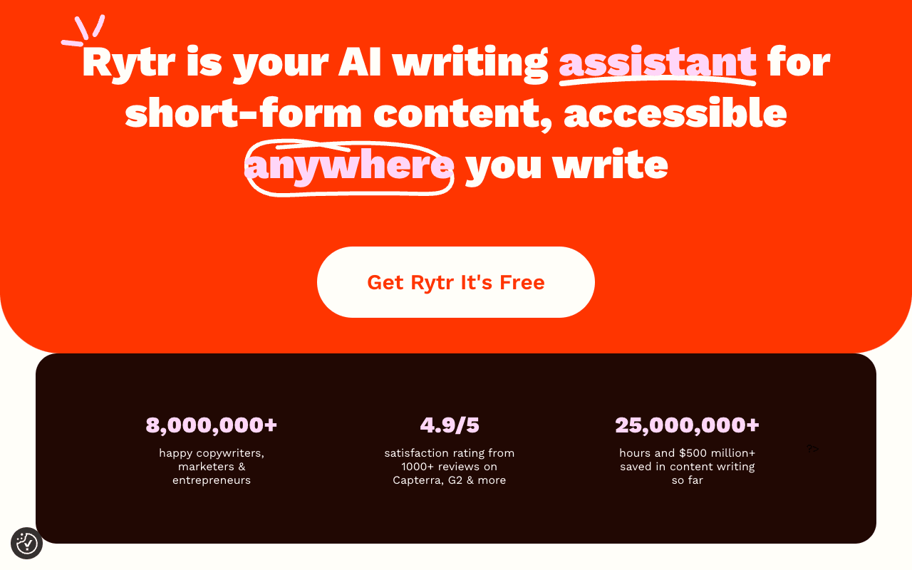 Rytr Writing & Translation showing Writing & Translation - Empower your writing with AI