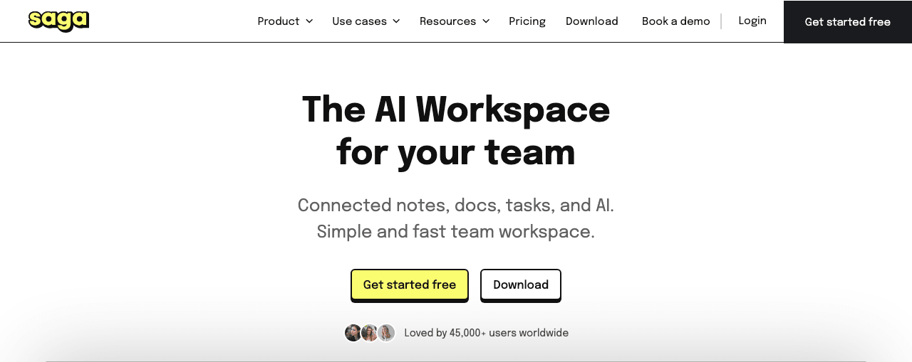 Saga Conversational AI showing Conversational AI - Unleash the power of AI for your content