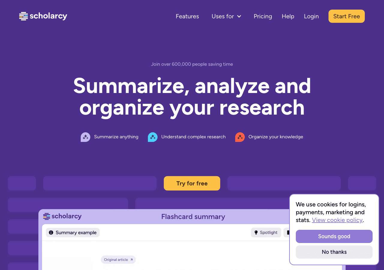 Scholarcy Scientific Research showing academic research - Research Simplified