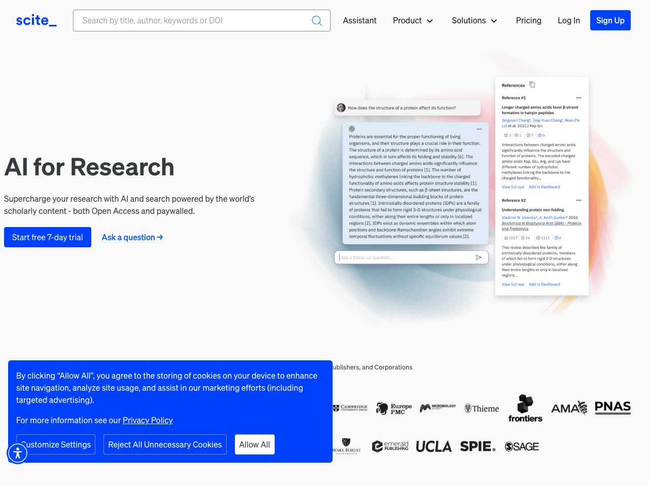 Scite Scientific Research showing Scientific Research - Making Science Transparent