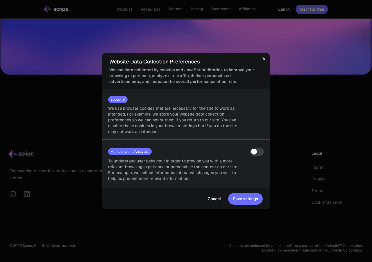 Scripe Writing & Translation showing Writing & Translation - Create viral LinkedIn posts in seconds with AI