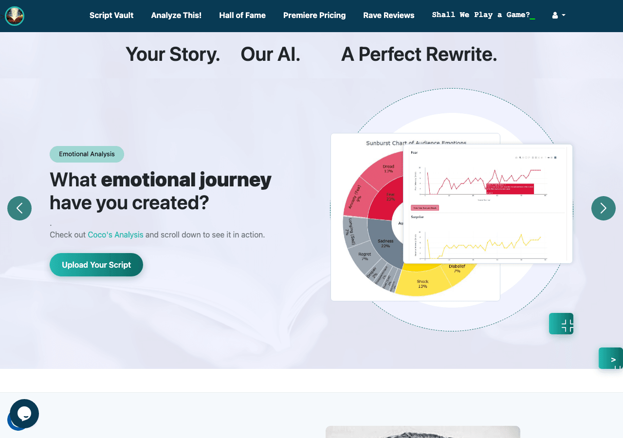 ScriptReader.ai Conversational AI showing Conversational AI - Transforming Scripts into Insights