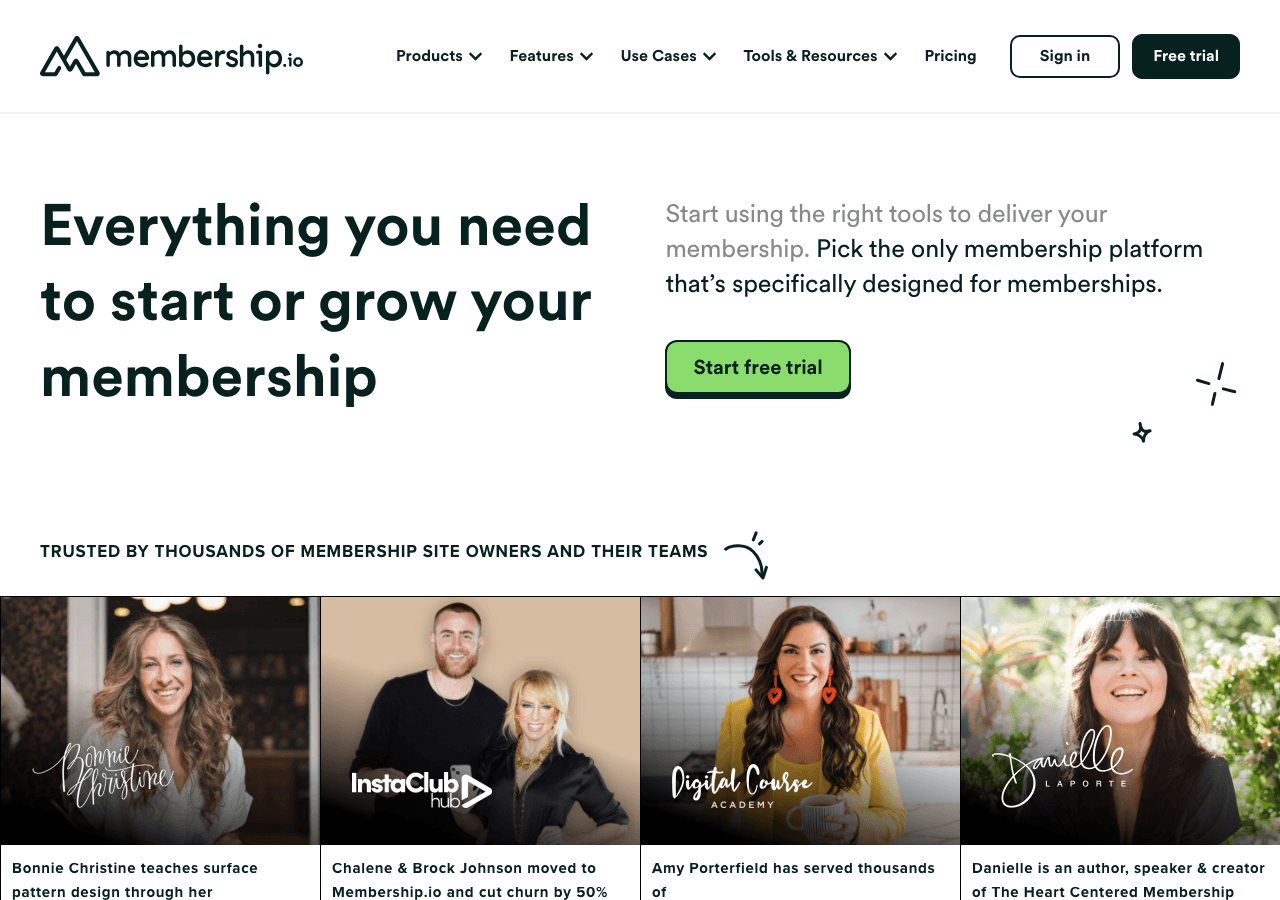 Membership.io Search & Discovery showing Search & Discovery - The dedicated membership platform that gives your content and c