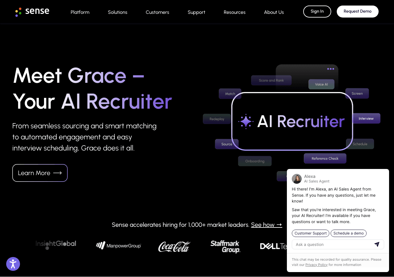 Sense Conversational AI showing Conversational AI - Unlock the power of AI for your business