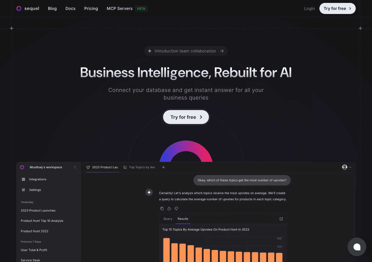 Sequel Data Analytics showing Data Analytics - Empowering developers with automated documentation