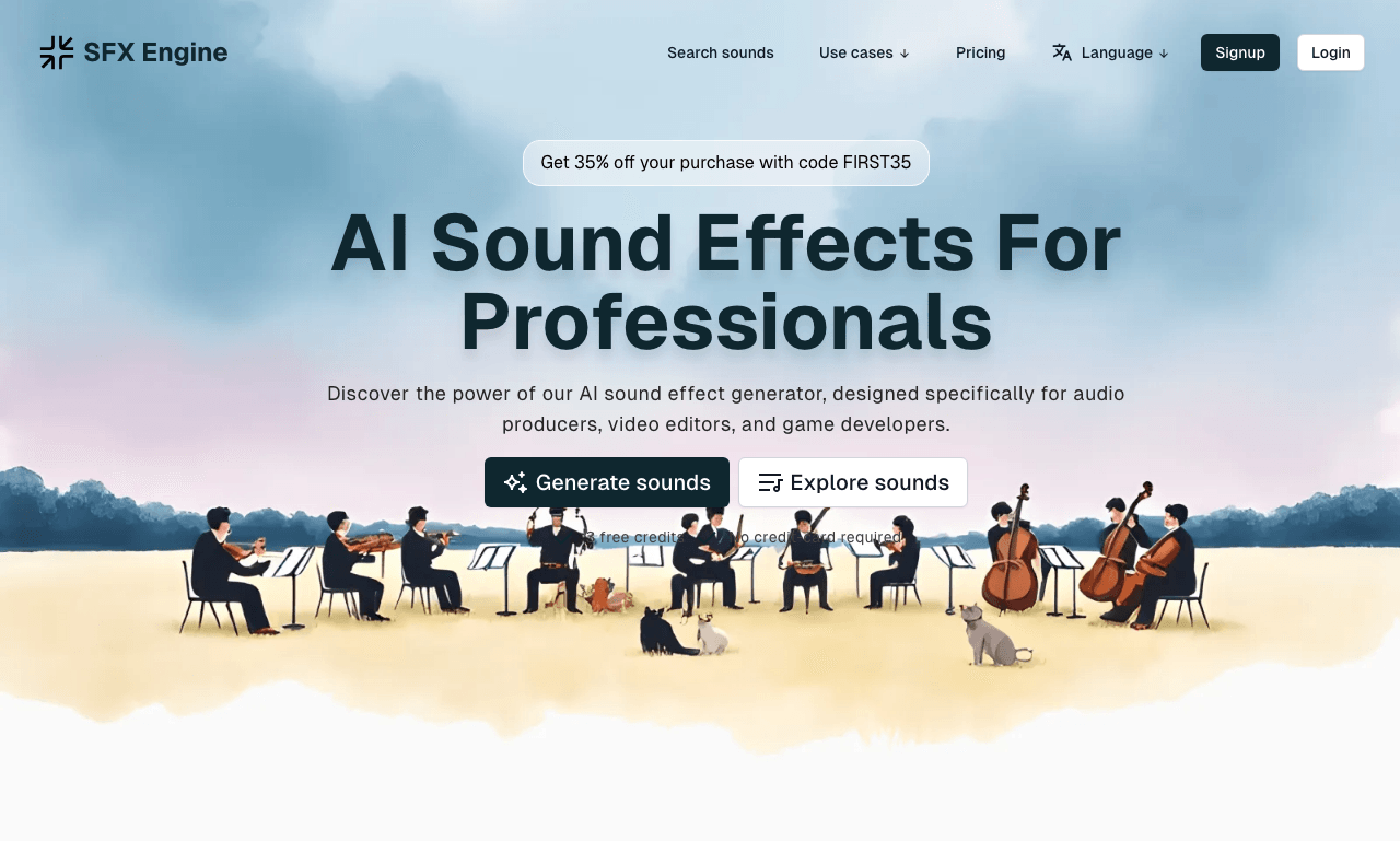 SFX Engine Audio Generation showing Audio Generation - Create, customize, and monetize AI sound effects for any project.