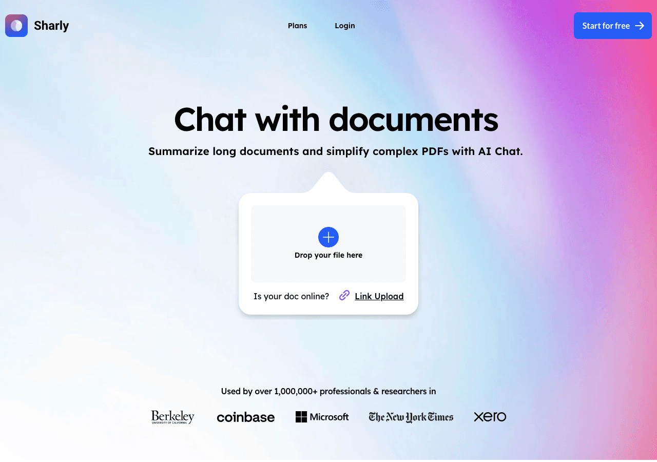 Sharly AI Scientific Research showing document analysis - Turn complex documents into clear, source-backed insights in second