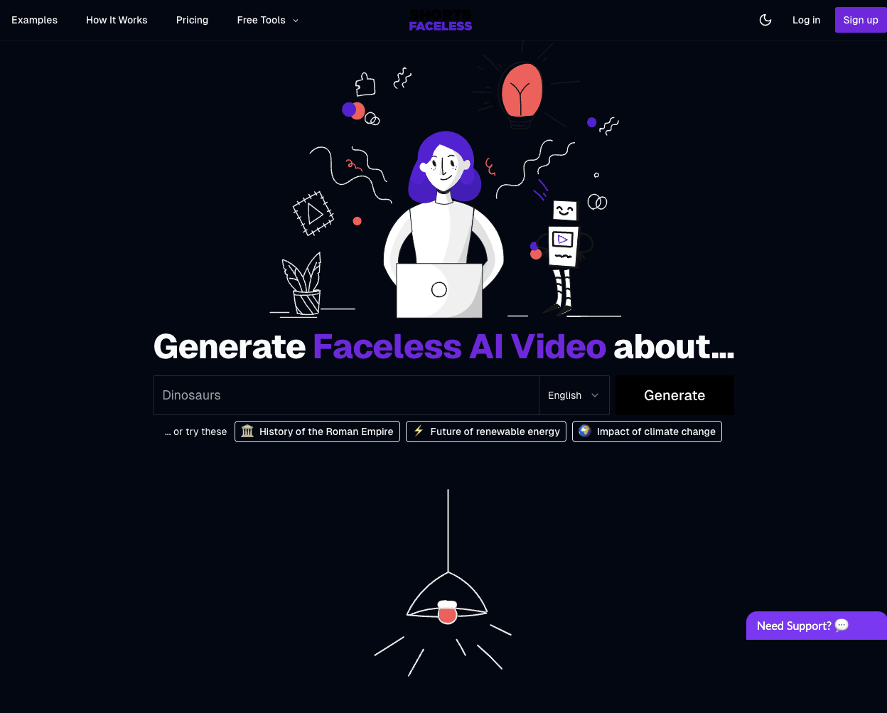 ShortsFaceless Video Generation showing Video Generation - Automate your faceless video production