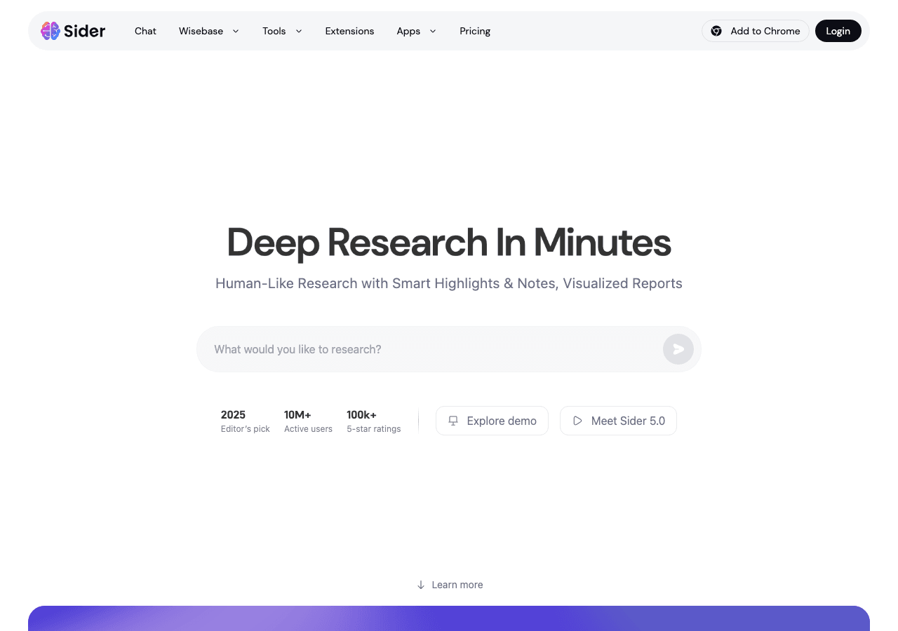 Sider Productivity & Collaboration showing Productivity & Collaboration - Chat with all AI models, read smarter, write faster