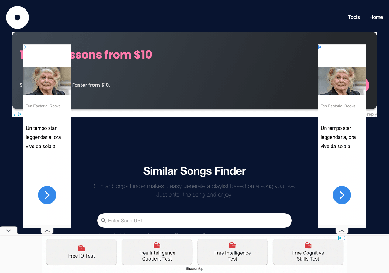 Similar Songs Finder Audio Generation showing Audio Generation - Find music like you love—or discover new favorites instantly