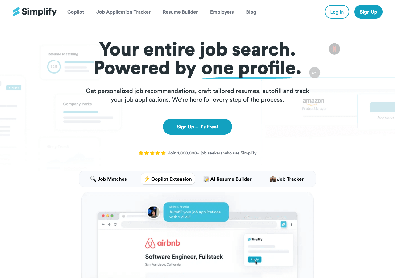 Simplify Productivity & Collaboration showing Productivity & Collaboration - Your entire job search in one place