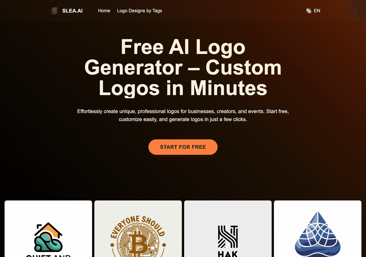 Slea.ai Design showing Design - Create Professional Logos with AI in Seconds