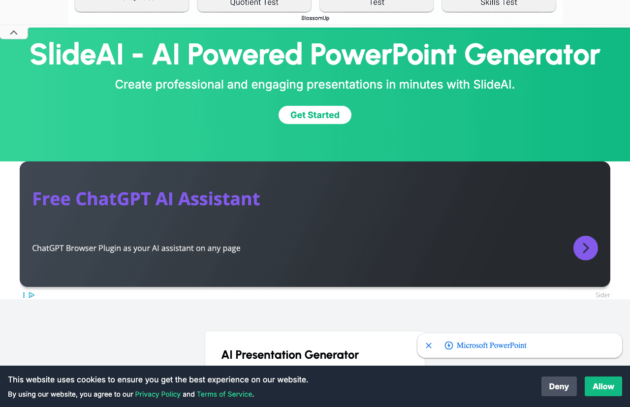 SlideAI Design showing Design - Transforming text into stunning slides
