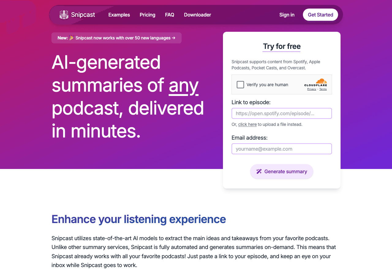 Snipcast.io Productivity & Collaboration showing Productivity & Collaboration - Capture, Transcribe, Share