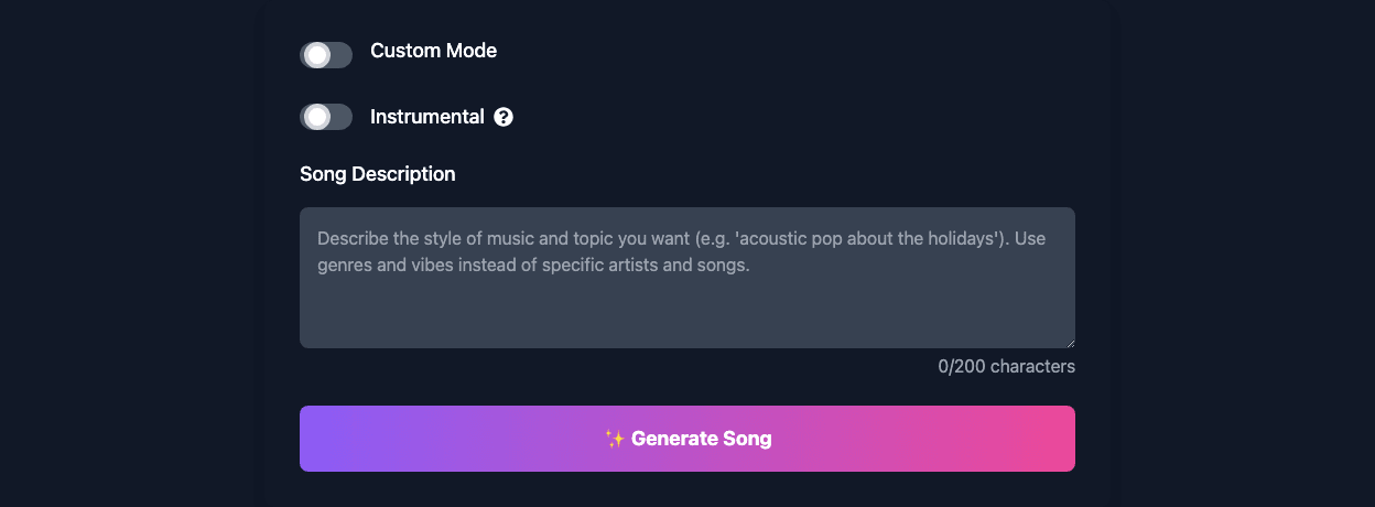 Song.do Music Generation showing Music Generation - Your lyrics, your song—created by AI