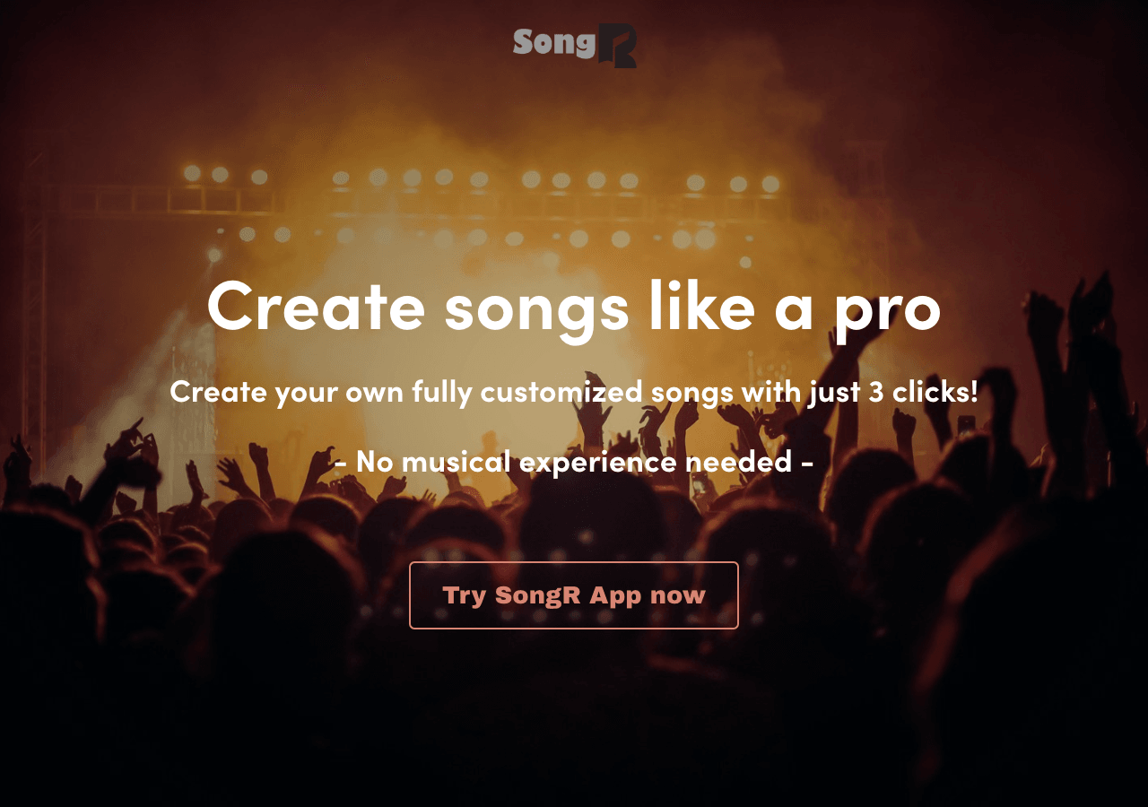 SongR Audio Generation showing Audio Generation - Your lyrics, our melody.