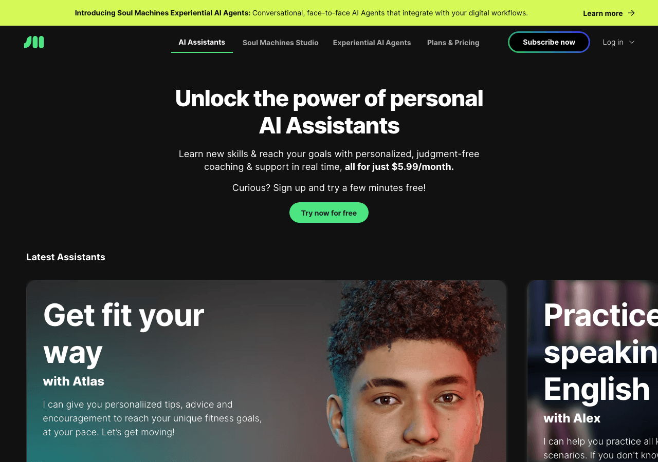 Soul Machines Conversational AI showing Conversational AI - We humanize AI