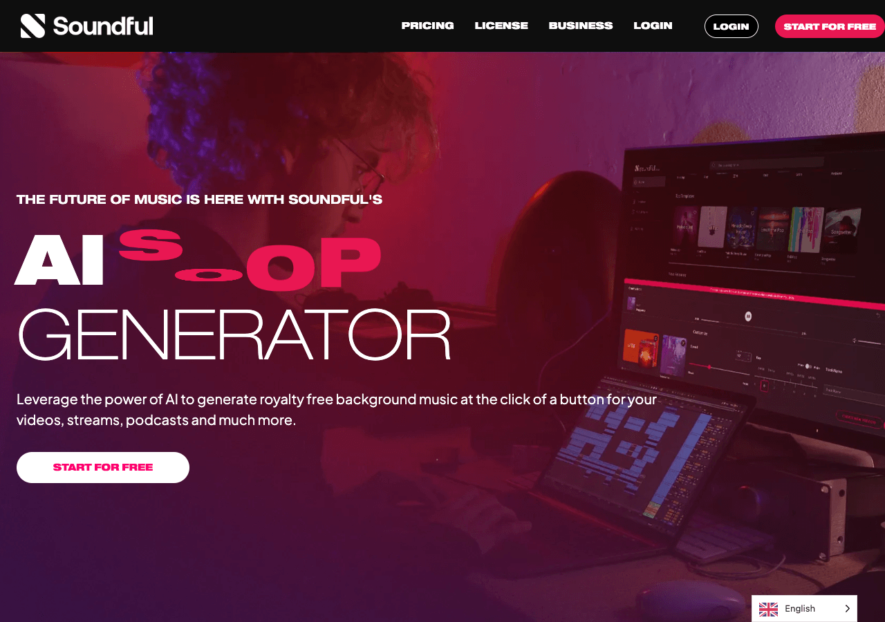 Soundful Audio Generation showing Audio Generation - Create unique royalty-free music in seconds with AI.