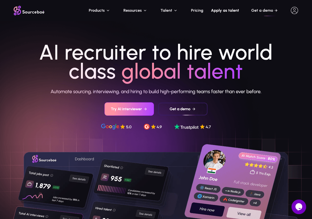 Sourcebae Conversational AI showing Conversational AI - Empowering Global Communication