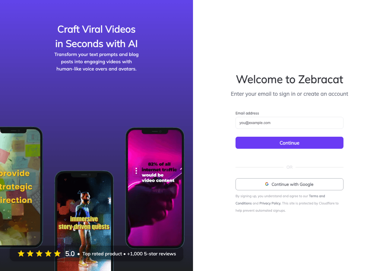 Zebracat Video Generation showing Video Generation - Create AI Videos 10X Faster