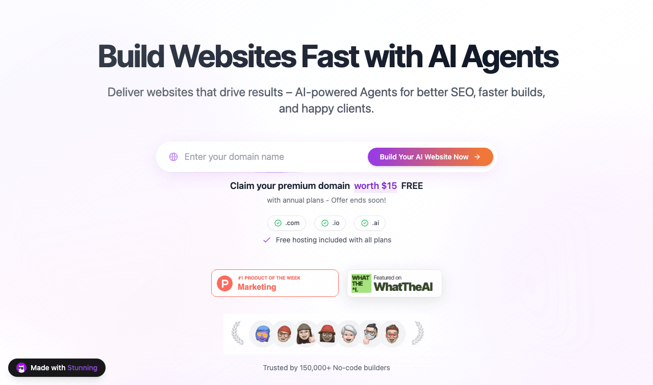 Stunning AI Design showing Design - Build Full Stack Apps 10x Faster with AI