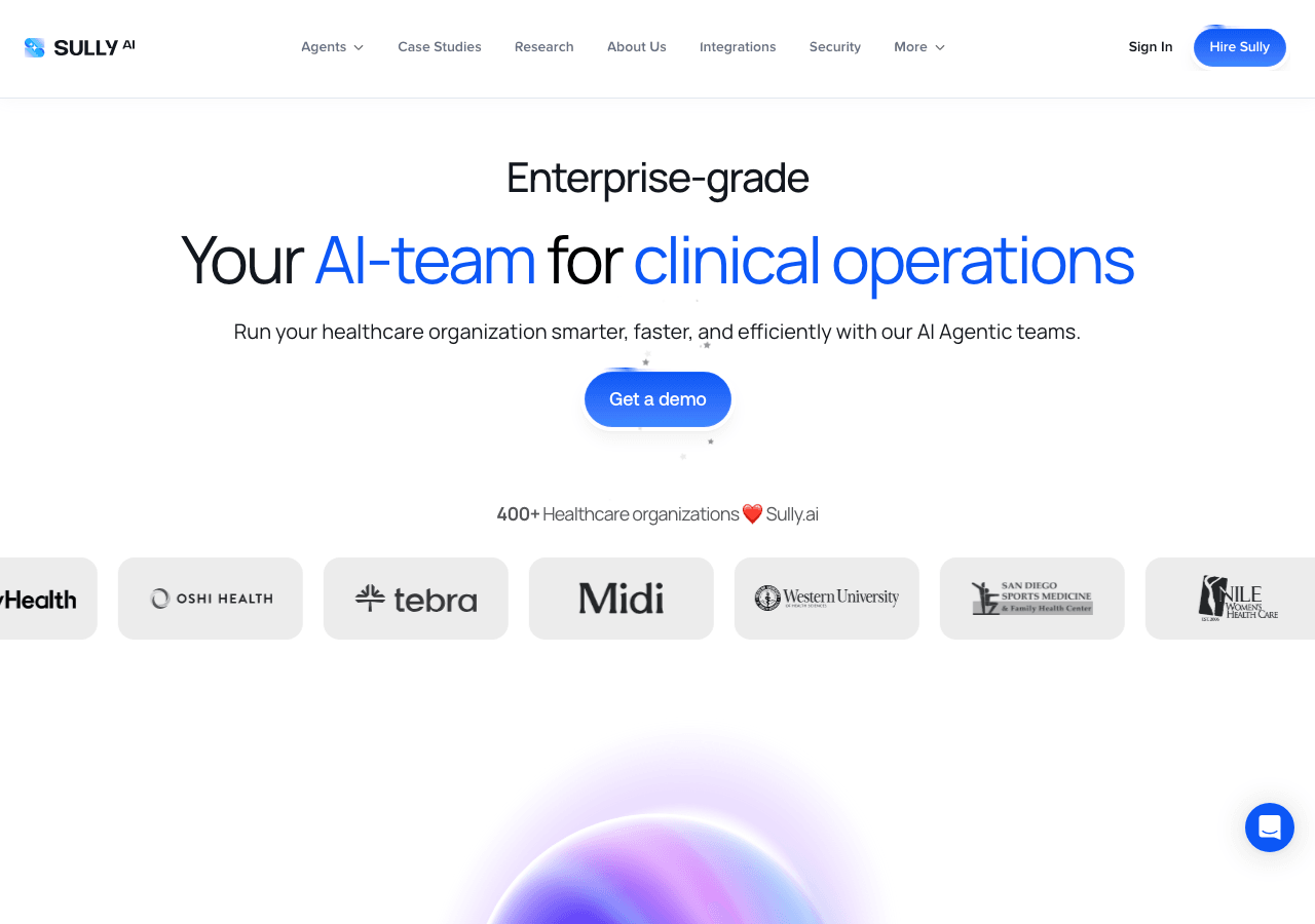 Sully.ai Conversational AI showing Conversational AI - Empowering Content Intelligence
