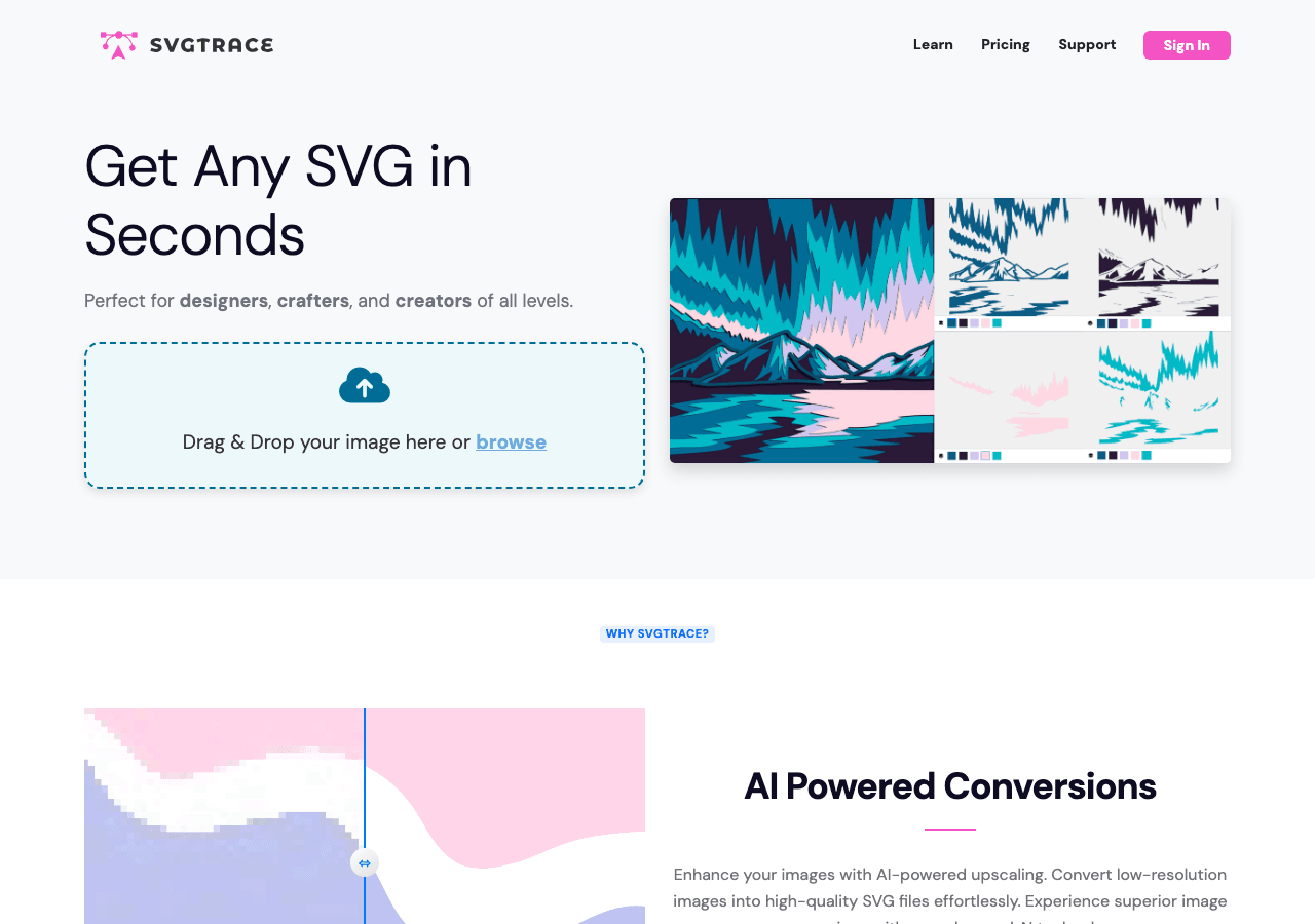 SvgTrace Design showing Design - Convert raster images to vector graphics effortlessly!