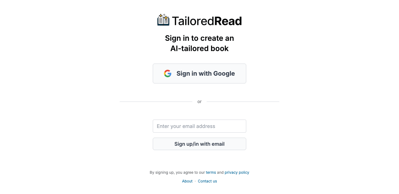 TailoredRead Conversational AI showing Conversational AI - Personalized Text Summarization