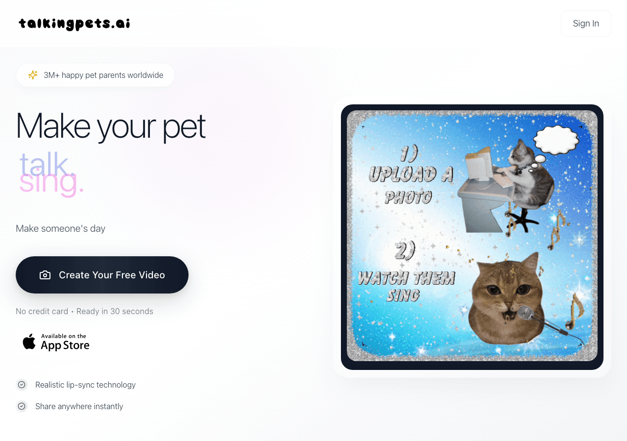 TalkingPets.ai Image Generation showing Image Generation - Transform Your Pet Photos Into Talking Stars