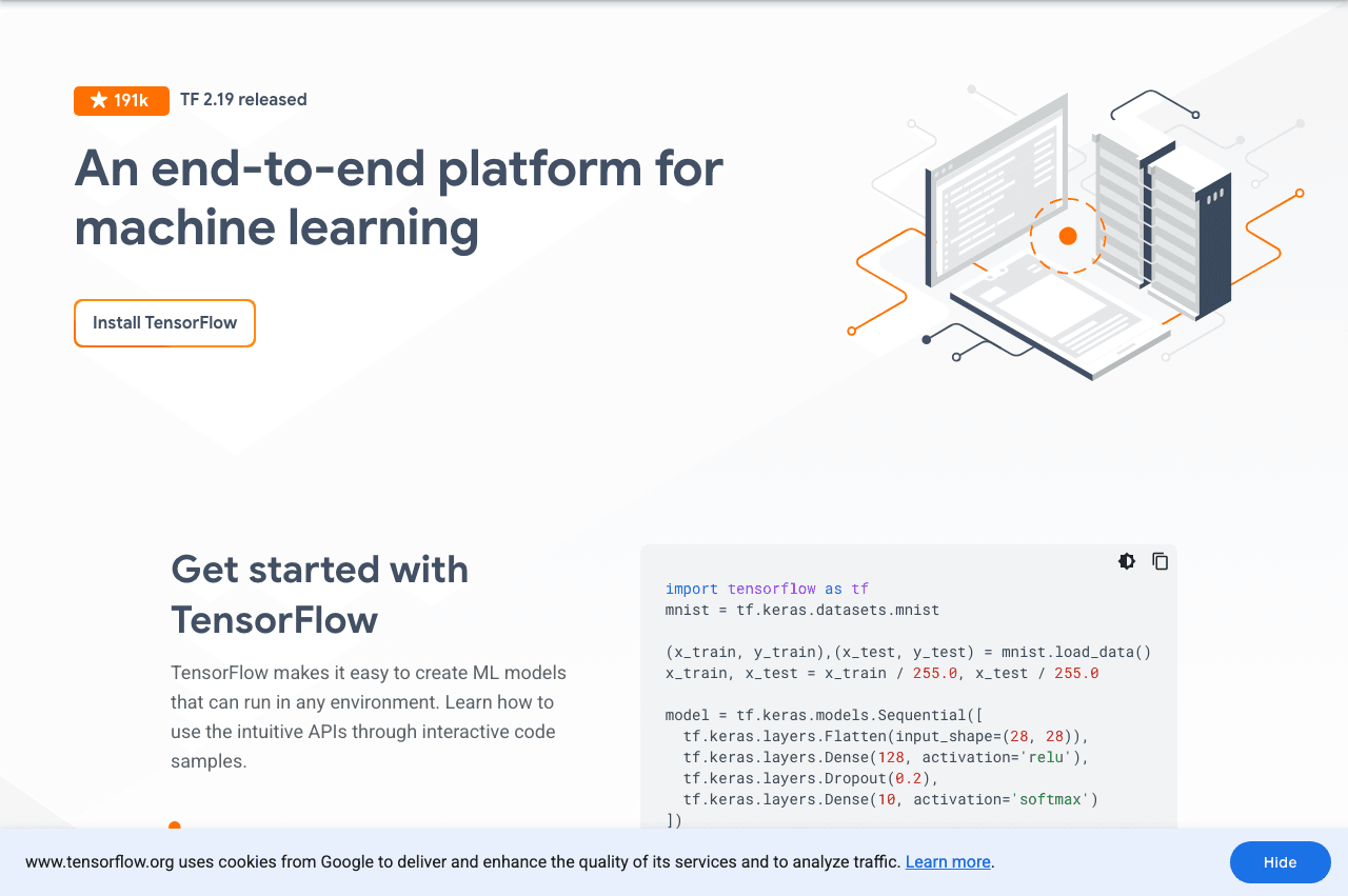 TensorFlow Scientific Research showing Scientific Research - An end-to-end open source machine learning platform for everyone