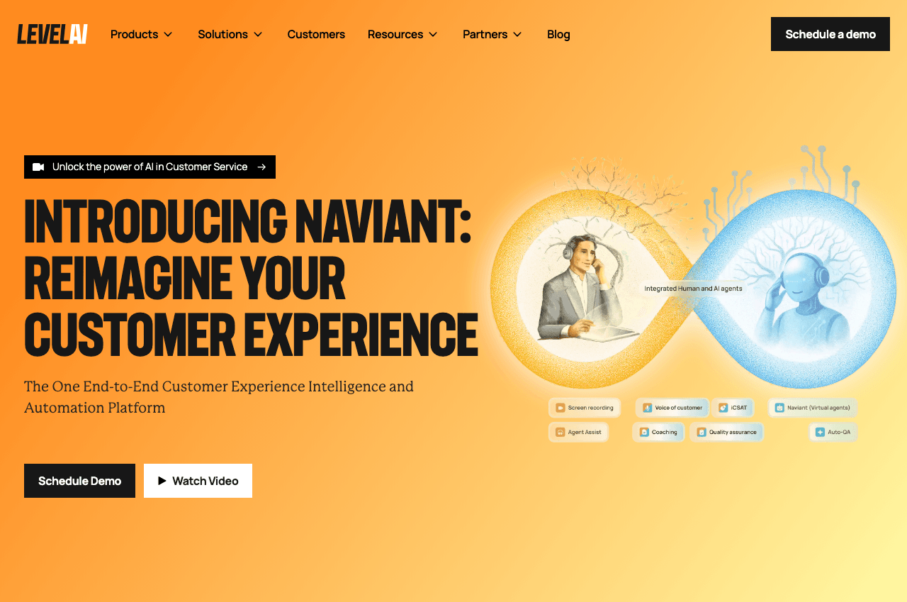 Level AI Conversational AI showing Conversational AI - Human-Quality AI for Every Customer Interaction