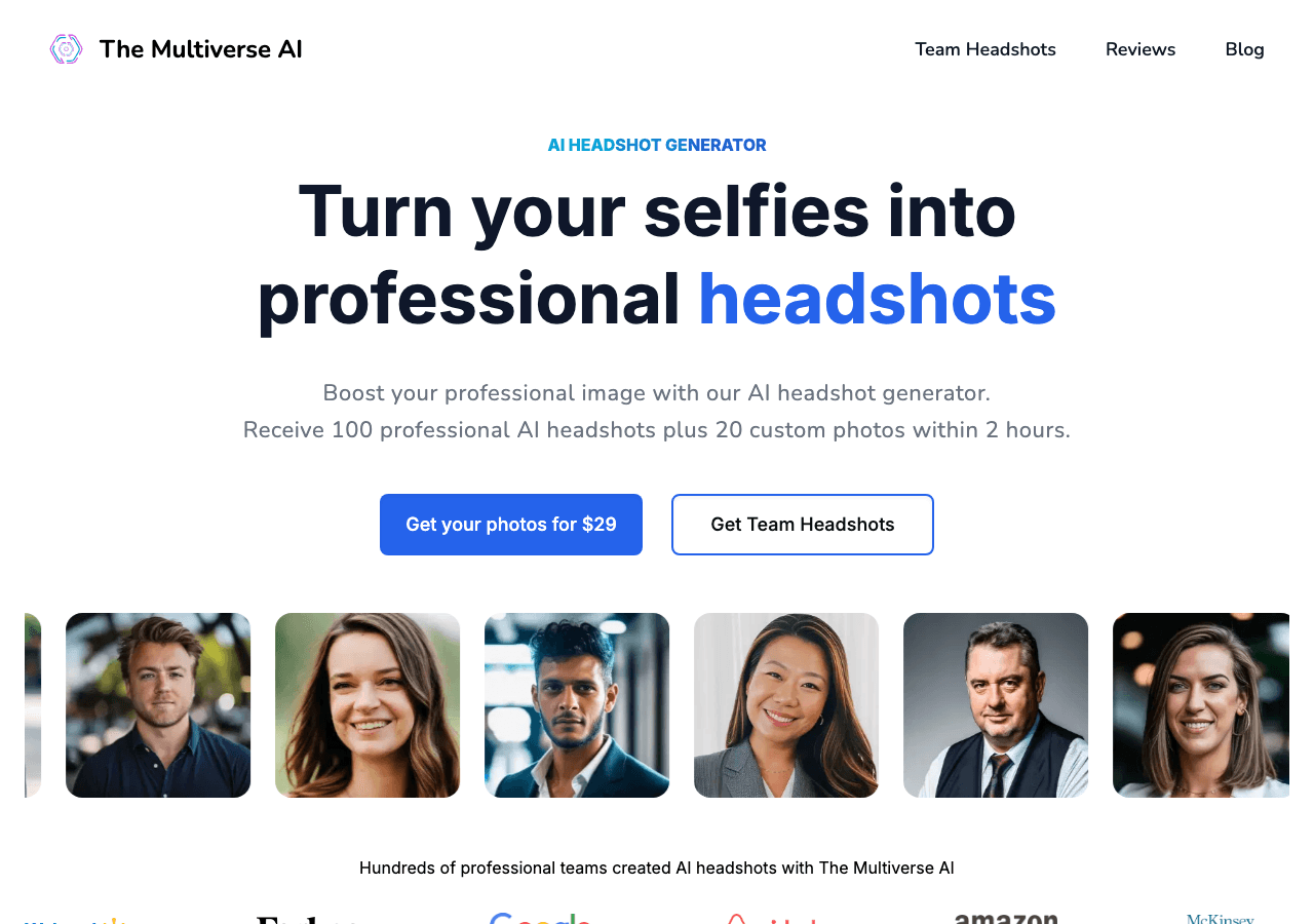 The Multiverse AI Image Generation showing Image Generation - Elevate Your Online Presence with AI Professional Headshots